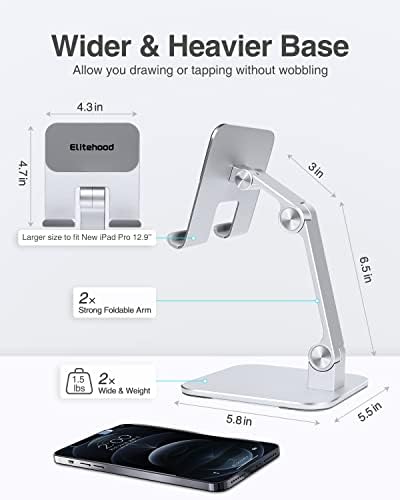 Revolutionize Your Workspace with the elitehood Aluminum i Pad Stand – Ultra-Stable, Adjustable Tablet Holder for Home & Office, Compatible with i Pad Pro 12.9, i Pad Air, Mini 6/5/4/3 in Sleek Black – Enhance Comfort & Productivity Effortlessly
