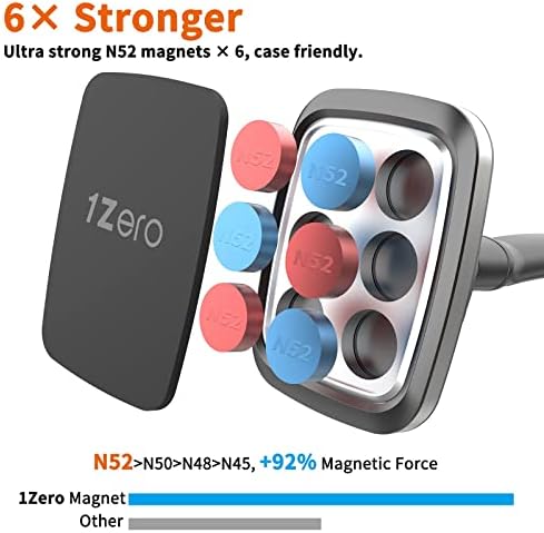 Revolutionize Your Driving with the 1 Zero Magnetic Phone Car Mount – 14-Inch Gooseneck Long Arm for Ultimate Flexibility, Heavy-Duty Suction Cup for Secure Placement, and 6 Powerful Magnets for All Cell Phones Including i Phones – Navigate Safely with Enhanced Hands-Free Access and Effortless Installation