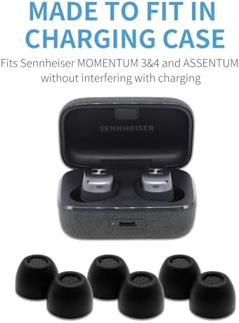 Transform Your Audio Experience with Comply True Grip Premium Memory Foam Earbud Tips for Sennheiser Momentum 3 & 4 | Ultimate Comfort & Noise Isolation | Large Black (3 Pairs) with Essential Cleaning Tool | Perfect Fit for Music Lovers