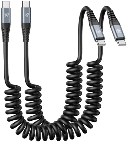 KIYODA 3 FT Coiled USB Type C to Lightning Cable – Fast Charging i Phone Charger for i Phone 14/13/12/11 Pro Max & i Pad – Tangle-Free Design for Car & Home – Enhanced Durability and Compatibility with Car Play