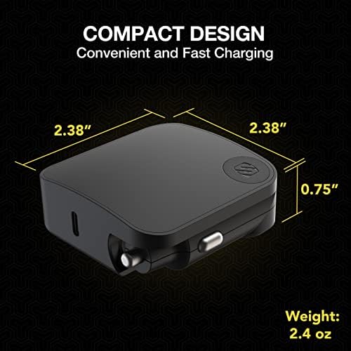 Scosche CPDC203 Power Volt 20 W Fast Car Charger with 3-Foot Adjustable Coiled Cable – Universal USB-C Compatibility, Power Delivery 3.0 for Rapid Charging of Smartphones, Tablets, and More – Compact and Efficient Travel Accessory