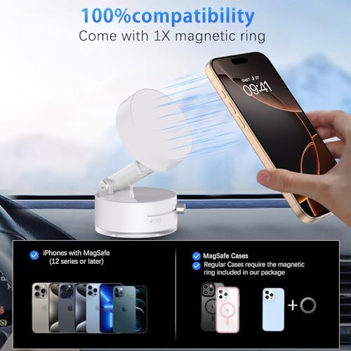 DUEDUE Universal Foldable Magnetic Suction Phone Holder – 2025 Model with Double-Sided Vacuum Adsorption for Reliable Stability and Adjustable Viewing – Ideal Car Phone Mount for All Devices (Sleek Black Finish) – Elevate Hands-Free Convenience and Enhance Driving Safety