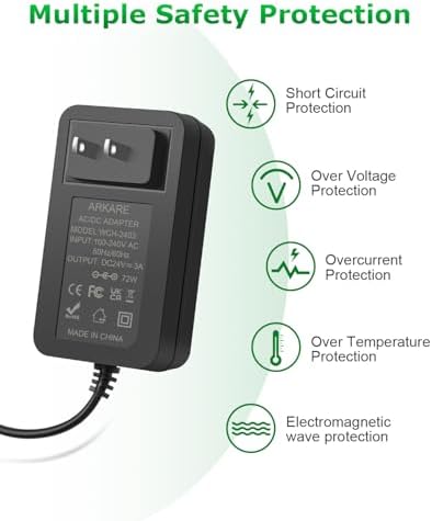 High-Performance 24 V 2 A Power Supply Adapter: Versatile 48 W AC to DC Converter for LED Strips, CCTV Cameras, and Printers – 4.9 FT Cable with Dual Barrel Plug Compatibility (5.5 x 2.5 mm & 2.1 mm) – Universal Input 100 V-240 V for Safe and Consistent Power Delivery – Essential Power Solution for Home and Professional Use with Enhanced Safety Features