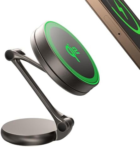 THREEKEY Mag Safe Car Charger & 360° Rotating Phone Holder – Qi2 Wireless Charging Solution for i Phone 16-12 Series & Galaxy S25 Ultra – Retractable Arm Design for Ultimate Convenience and Enhanced Compatibility – Durable Magnetic Mounting System for Secure Device Placement
