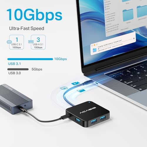 Ultra-Fast USB C Hub 10 Gbps – Multiport Adapter with 4 K 60 Hz HDMI, 100 W Power Delivery & USB A 3.2 Port – Essential Connectivity Solution for Mac Book, Dell, Lenovo, Surface & i Pad Pro – Elevate Your Workspace with Enhanced Speed and Versatility