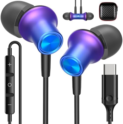 High-Performance USB C Earbuds for i Phone 16 & Samsung Galaxy – Premium Hi-Fi Stereo Wired Earphones with Noise Isolation, Integrated Microphone, and Convenient Volume Control for Unmatched Sound Quality Across Devices
