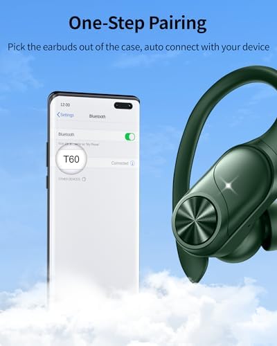Poc Buds Wireless Bluetooth Earbuds – 80 Hours Playtime, Deep Bass Sound with Digital Display, IPX7 Waterproof Sports Earphones, Ergonomic Earhooks for Secure Fit, Compatible with TV, Phone & Laptop – Stylish Olive Design for Active Lifestyles