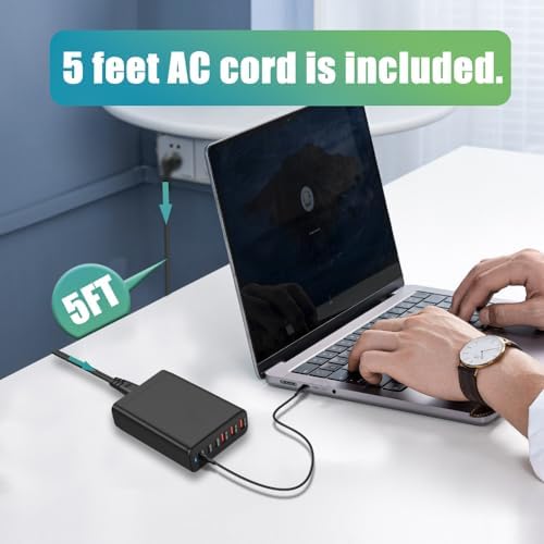 Ultra-Fast 120 W Ga N III 6-Port USB-C Charging Hub – Versatile Wall Power Adapter with 3 USB-C & 3 USB-A Ports for Seamless Charging of Mac Book Pro/Air, i Phone 15/14/13/12/11, and Galaxy S24/S23/S22 – Compact, Lightweight Design for Home, Office, and Travel Efficiency