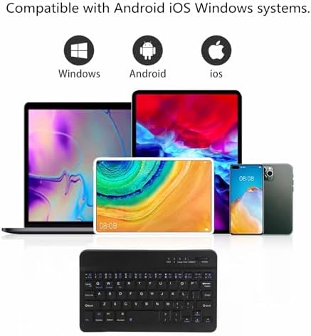FLY WAY Ultra-Slim Portable Bluetooth 3.0 Keyboard for Tablets – Rechargeable Mini Keypad Compatible with i OS, Android & Windows Devices – Lightweight Wireless Typing Solution for Travel & Remote Work