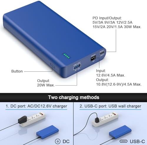 Talentcell High-Capacity 19200 m Ah Portable Power Bank with DC 12 V/5 V Output and USB-C PD 30 W – Versatile Charging for Spectra Pumps, LED Light Strips, CCTV Cameras, and Smartphones – Lightweight, Durable Design for Outdoor Adventures and Emergency Situations