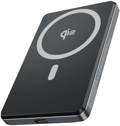 Minthouz Qi2 Magnetic Power Bank – 5000 m Ah Ultra-Slim Portable Charger with 20 W USB-C & 15 W Qi2 Fast Wireless Charging for i Phone 16/15/14/13/12 Series – Lightweight Travel Companion with Secure Magnetic Attachment for Effortless On-the-Go Charging Solutions
