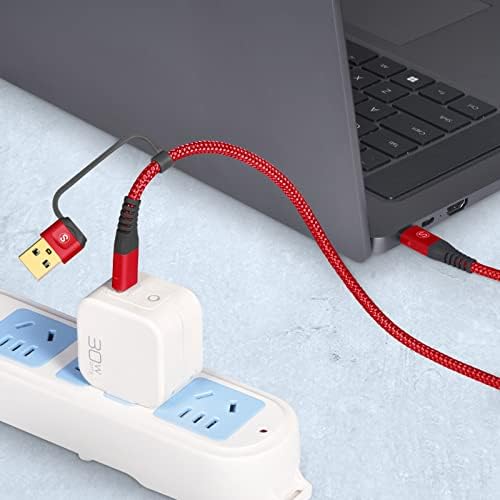 6.6 ft USB Type C Charger Cable – 100 W Power Delivery Fast Charging for i Phone 16/15 Pro Max, Mac Book, i Pad Pro/Air & Samsung Galaxy S24/S23/S22 – Durable Nylon Braided 2-in-1 USB C to C Design for Optimal Compatibility and Speed