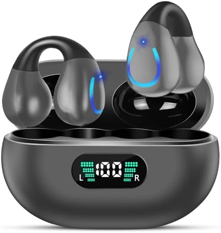 Revolutionary Bluetooth 5.3 Open Ear Bone Conduction Earbuds with IPX7 Waterproof Design – Perfect Fitness Ally for Runners and Outdoor Enthusiasts, Equipped with LED Charging Case and Integrated Microphone for Seamless Connectivity and Enhanced Safety