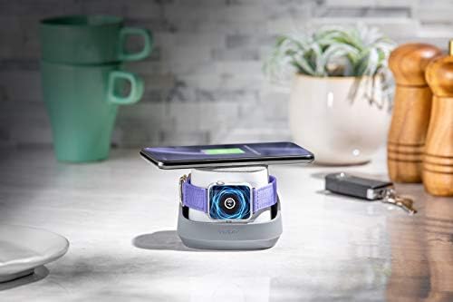 Ventev Wireless Charger Watchdock Duo – Dual 10 W Qi Fast Charging Dock for i Phone & Apple Watch – Sleek Light Gray Design with Enhanced Compatibility for Apple & Samsung Devices – Effortlessly Charge Two Devices Simultaneously in a Space-Saving Solution for Modern Homes and Offices