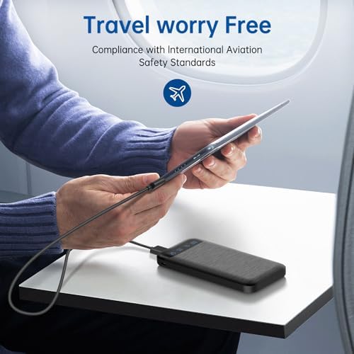 10000 m Ah Slim Portable Power Bank – Fast Charging External Battery Pack with Dual USB 2.4 A Outputs & USB-C Compatibility for i Phone 12-16, Huawei, Samsung Galaxy S20, & Android Tablets – Ideal for Travel and Daily Use