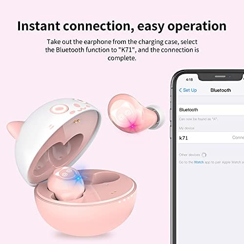 Adorable Kids’ Wireless Earbuds with Bluetooth 5.0 – Waterproof Sport Stereo Earphones for Seamless Connectivity and Enhanced Audio Experience – Perfect for Music, Gaming, and Learning on i Phone/Android – Fun, Durable Design with Noise Reduction and Built-in Mic