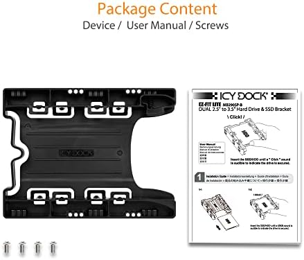 Upgrade Your Storage Efficiency with the ICY DOCK EZ-Fit PRO MB082 SP | Tool-Less 2 Bay Metal SSD Mounting Bracket for 2.5-Inch SSDs in 3.5-Inch Drive Bays | Fast Installation & Durable Design for Enhanced Compatibility and Cooling Performance