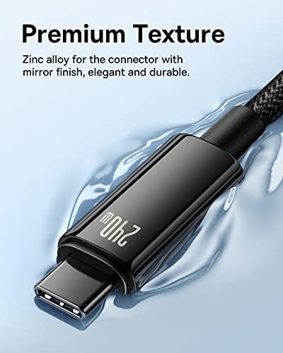Baseus 240 W PD 5 A Fast Charging USB C Cable – 6.6 ft Nylon Braided Type C Charger for i Phone 16/15 Pro, Mac Book, i Pad Pro/Mini, Samsung Galaxy S23/S22+ – High-Speed Data Transfer & Universal Compatibility for Ultimate Convenience and Durability