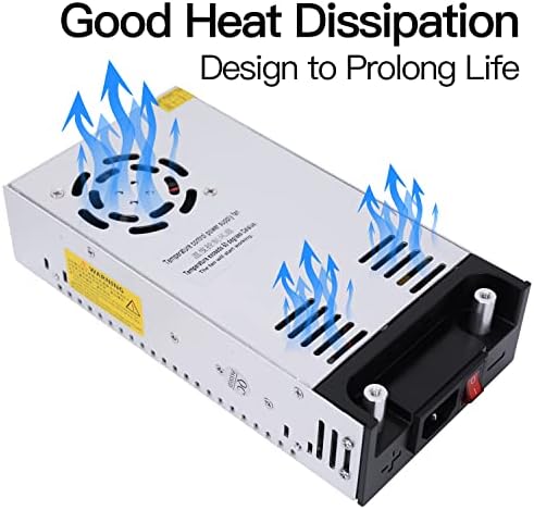 High-Power 600 W AC to DC Converter – 12 V Adjustable Voltage Transformer for LED Strips, LCD Monitors, CCTV Systems, and 3 D Printers – Robust 50 A Output with Dual Clamp Wires for Enhanced Compatibility and Seamless Performance