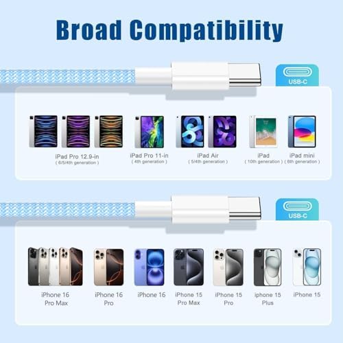 Ultra-Long 10 FT i Phone Fast Charger Cable – Type C to Lightning USB-C Cord for i Phone 16 Pro Max, 15 Series, i Pad & Mac Book Pro – Rapid Charging & Enhanced Durability for Seamless Connectivity