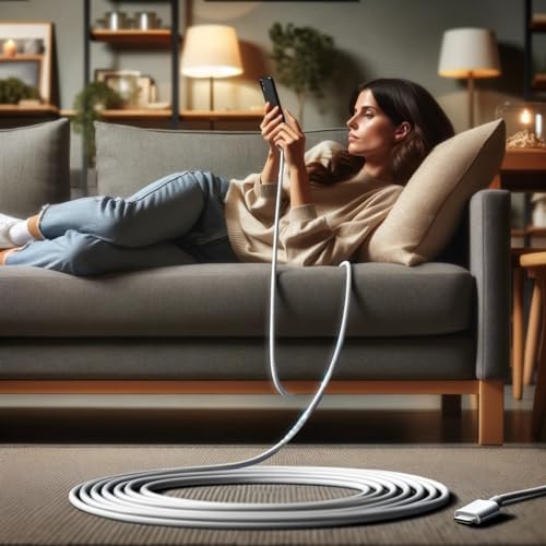 USB C Cable 20ft,C to C Cable Fast Charging 2 Pack,60W Extra Long Type C Cord Compatible with iPhone 16/15 Pro/15 Plus/16 Pro Max, iPad mini 6/ Pro 2021, Mac-Book Pro 2020, Samsung Galaxy S24,Switch – Enhanced Compatibility and Speed