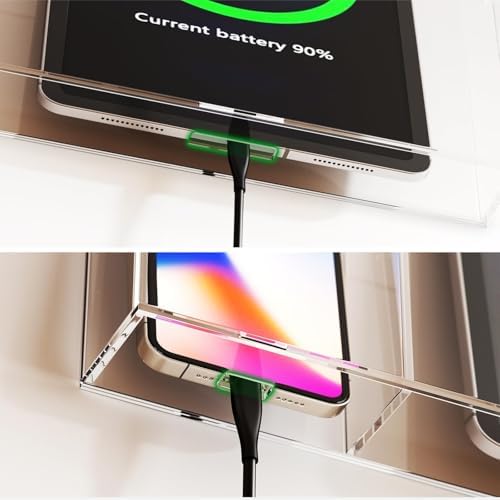 VANCORE Clear Wall Mounted Phone Holder Acrylic Remote Control Holder Media Organizer Caddy with Holes for Charging Phone Tablet Holder (Two Compartments) – Enhanced Compatibility and Speed