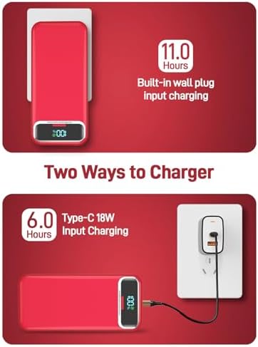 Ultimate 20,000 m Ah Portable Charger with Built-in Cables & AC Plug – Super Fast PD20 W & SCP22.5 W USB-C Power Bank for Quick Device Charging – LED Display & Universal Compatibility for i Phone, Samsung & More – Essential Travel Accessory for On-the-Go Power Solutions