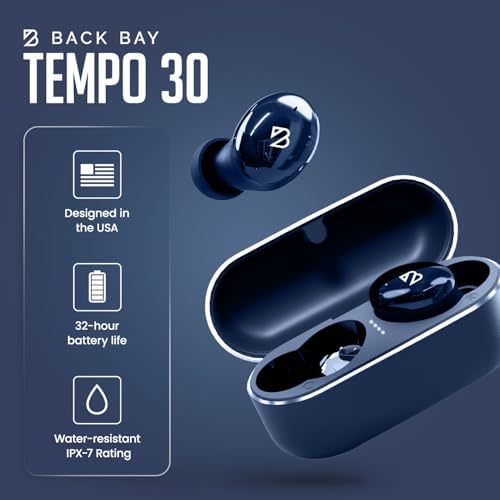 Back Bay Audio Tempo 30 Wireless Earbuds for Smaller Ears – Award-Winning Sound in Sweatproof Design, Ultra-Comfortable Bluetooth Earbuds for Women, Purple Finish with Long Battery Life and Enhanced Compatibility for Daily Use