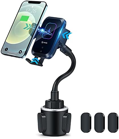 Ultimate Wireless Car Charger with Cup Holder Mount – Smart Infrared Clamping, Qi 15 W Rapid Charging, Versatile Adjustable Design for All Phone Models – Hands-Free Device Access While Driving