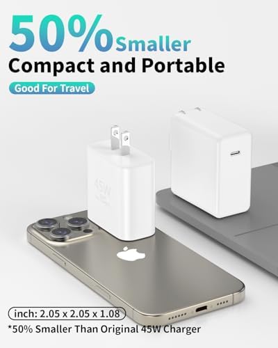 Powerful 45 W USB-C Charger & 100 W Cable Duo for i Phone 16, Galaxy, Mac Book – Enhanced Fast PD3.0/PPS Charging Technology, Compact & Travel-Ready Design, ETL-Certified for Ultimate Device Compatibility and Safety