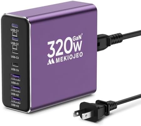 Elevate Your Charging Game with the 65 W Ga N 7-Port Aluminum USB-C Power Hub – High-Speed Multi-Device Charger for Mac Book Pro, i Pad Pro, and i Phone – Lightweight, Travel-Friendly Design with Advanced Safety Features for Efficient Power Delivery