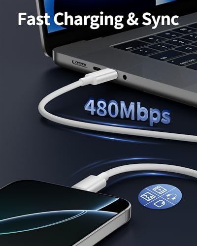 Ultra-Fast USB C to USB C Charging Cable – 2-Pack 3 FT Type C Charger Cord for i Phone 16/15 Pro Max/Plus, i Pad Pro/Air/Mini, Mac Book, Samsung Galaxy S25/S24/S23, Google Pixel 9/8/7 & Android Devices – Durable, Tangle-Free Design for Optimal Performance and Versatility