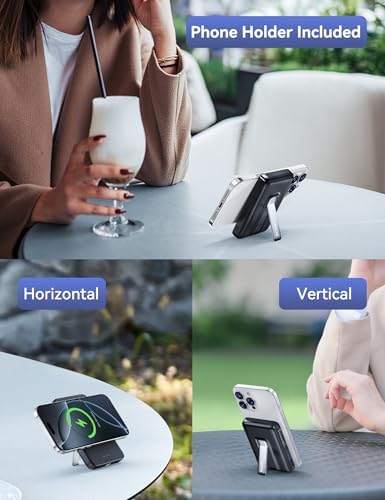 Mag Safe 10,000 m Ah Power Bank with Foldable Stand – RORRY Qi2 Fast Charging Portable Charger for i Phone 16/15/14 – Magnetic Wireless Charging, 20 W Output, Sleek Design for On-the-Go Convenience