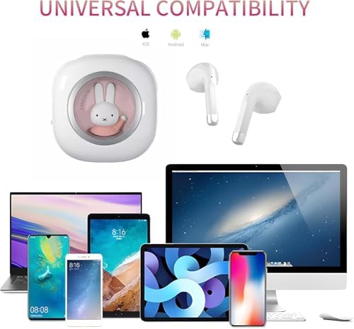 MIPOW x Miffy Bluetooth 5.3 Wireless Earbuds – Enchanting Pastel Pink Bunny Design with IPX7 Waterproof Protection for Active Lifestyles – 36 Hours of Uninterrupted Playtime & AI-Powered ENC Noise Cancellation for Superior Sound Clarity – Perfect Sport & Everyday Earbuds for All Ages