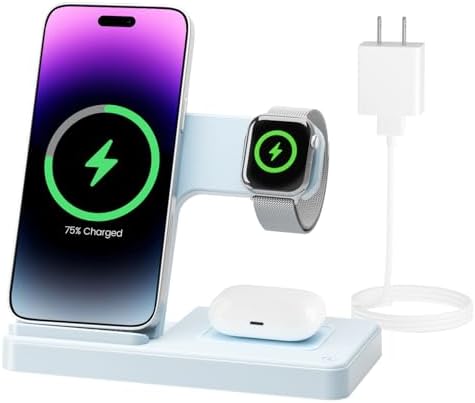 3-in-1 Wireless Charging Station for Apple Devices: Fast Charging Stand for i Phone 16-11, Apple Watch Series 10-3, and Air Pods Pro 4-2 – Sleek, Portable Design with Safety Features – Perfect Gift for Tech Lovers and Remote Workers