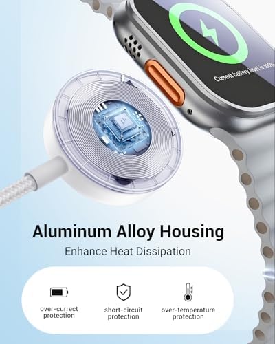 Temdan 3-in-2 USB C Charging Cable: Versatile Multi-Device Charger for Apple Watch Ultra, SE & i Phone 12-16 – Rapid Charge, Compact Travel Essential – Stylish Pink Smartwatch Accessory for On-the-Go Power Solutions