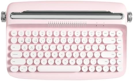 YUNZII ACTTO B303 Wireless Typewriter Keyboard – Adorable Sweet Mint Retro Design with Bluetooth Connectivity for Seamless Multi-Device Typing – Integrated Stand for Tablets, Phones, PCs – Perfect for Windows, Mac, Android Users – Elevate Your Workspace with Vintage Charm and Enhanced Typing Speed