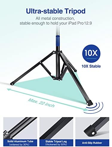 Enhance Your Productivity with the Elitehood 65” Adjustable Aluminum Tripod Stand – 360-Degree Rotating Tablet Holder for Effortless Use with 4.7 to 13” Devices – Ideal for Professionals, Educators, and Content Creators – Lightweight, Durable, and Stable for Any Environment