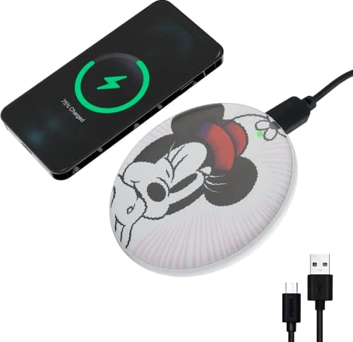 Minnie Mouse Wireless Charging Pad: Enchanting Qi-Compatible Charger for All Devices – Fast, Compact Charging Station with Playful Design for Disney Lovers – Travel-Ready with Secure Non-Slip Base for Effortless Power Up