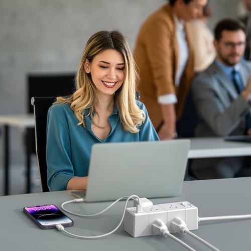 15 Ft Flat Plug Power Strip with 6 AC Outlets and 3 USB Ports – Tcstei Compact Extension Cord for Home, Office, and Dorm Room – Versatile ETL Certified Power Solution with Fast Charging and Space-Saving Design