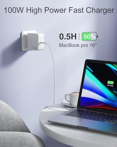 Nekteck 100 W Ga N IV USB-C Charger & 6.6 Ft Cable – Ultra-Fast Power Delivery Solution for Mac Book Pro/Air, i Pad Pro & All USB-C Devices – Compact, Foldable Design with Enhanced Safety Features & 90% Charging Efficiency