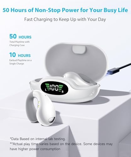 Revolutionize Your Fitness Experience with Boytond Pearl White Bone Conduction Earbuds – Lightweight Clip-On Design for Ultimate Comfort and Awareness During Workouts – Waterproof Bluetooth Headphones for Reliable Performance and Seamless Connectivity