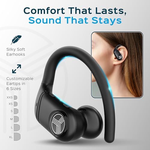 TREBLAB X4 Wireless Earbuds – Unmatched 253-Hour Playback, Crystal Clear Calls with Advanced ENC Microphone, Bluetooth 5.4 for Effortless Connectivity, Fast USB-C Charging Case, IPX5 Waterproof for All-Weather Training, Noise Isolation for Enhanced Focus – Perfect for Fitness Enthusiasts and Runners
