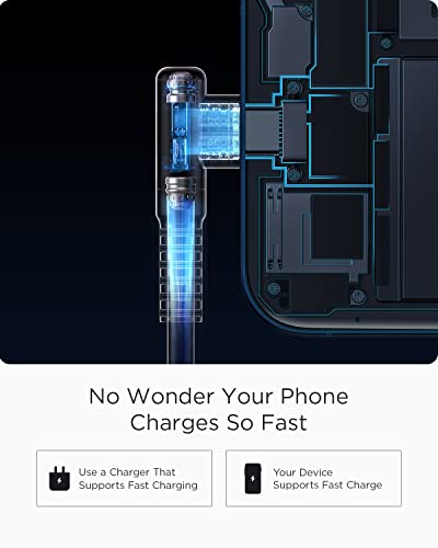 AINOPE Right Angle USB C Cable – 2-Pack (10 ft + 10 ft) Fast Charging 3.1 A Nylon Braided Charger for Enhanced Device Compatibility, Ideal for Gaming and Multitasking, Durable Black Design