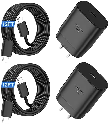 Elevate Your Charging Experience: 25 W USB C Fast Charge Block with 10 Ft Type C Cable for Samsung Galaxy S21-S24 & Note 20 – Optimal Power Delivery for Home and Travel – Exceptional Speed, Enhanced Safety Features, and Ultimate Compatibility for Android Devices