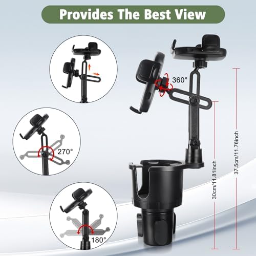 Revolutionary 2-in-1 Car Phone Holder with 360° Rotating Arm for Enhanced Accessibility – Compatible with 4-7 Inch Smartphones for Optimal Hands-Free Navigation and Safety While Driving