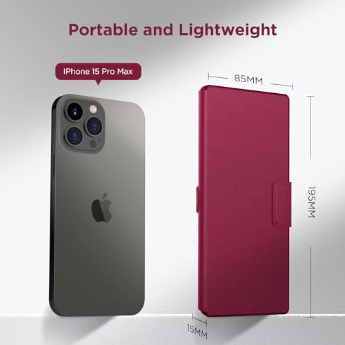 CACOE Ultra-Slim Foldable Wireless Keyboard with Integrated Stand – Dual-Channel QWERTY Design for Seamless Device Switching – Portable Mini Keyboard for Smartphones, Tablets, and Laptops – Stylish Wine Red Finish for Enhanced Productivity and Versatility