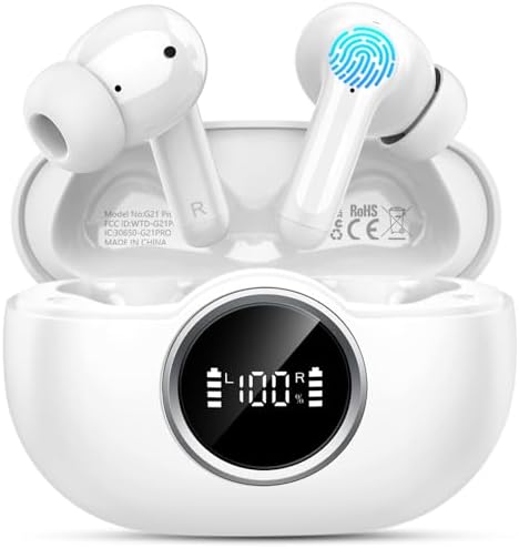 Ultimate Wireless Earbuds with Bluetooth 5.4 – Unmatched 3 D Hi-Fi Stereo Bass & Advanced Noise Cancellation for Crystal-Clear Audio, 40-Hour Playtime with Rapid USB-C Charging, Ultra-Light 3 g Design, IP-X7 Waterproof Rating for Fitness Enthusiasts – Compatible with Android, i OS & All Devices
