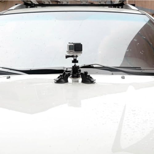 Ultra-Stable Heavy-Duty 100 mm Suction Cup Camera Mount – Dual Adjustable Ball Heads for i Phone, Go Pro, Insta360 & More – Secure Windshield Holder for Dash Cams and Smartphones (1.5 kg Load Limit) – Ideal for Adventure Filming and Daily Commutes