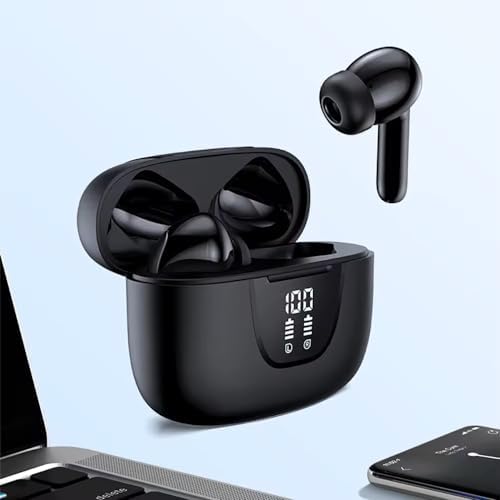 Unleash Your Audio Potential with Bluetooth 5.3 True Wireless Hi-Fi Stereo Earbuds – IPX5 Waterproof for Ultimate Durability, Ergonomic Fit for Active Lifestyles, 30-Hour Playtime with LED Battery Indicator & Convenient Wireless Charging Case – Ideal for Effortless Connectivity with Smartphones, Laptops, and TVs
